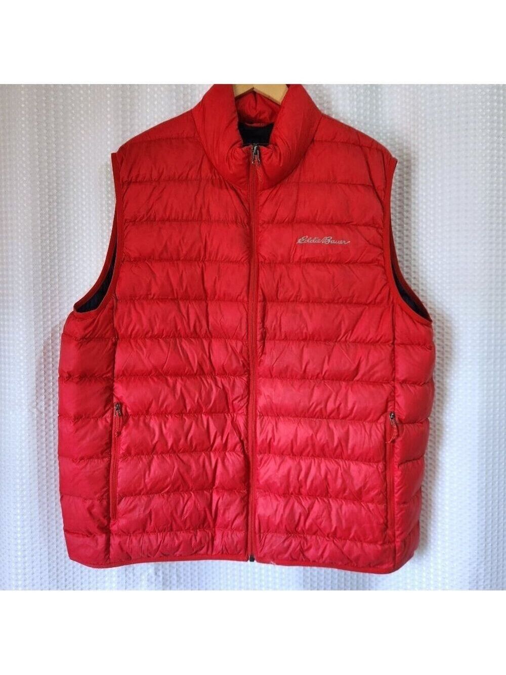 Eddie Bauer 650 Fill Down Puffer Vest Mens XL Red Lightweight Full Zip Winter XL